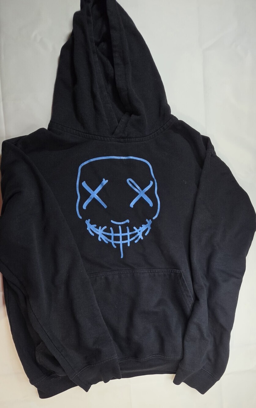 L.A.T Apparel Neon Stitch Smiley Face Hoodie Size XL Unisex Sku 0386